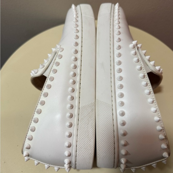 Christian Louboutin White Studded Slip-On Shoes - Picture 3 of 8